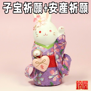 子宝祈願の神棚の開運グッズである左手上げのうさぎの置物を販売